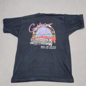 Vintage Cadillac Jacks Shirt Mens XL (Fits Large) Black Bar Grill Ocean City 90s